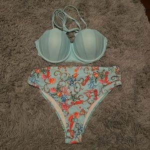 SHEIN Mermaid Cut Push Up Bikini High Waisted Swim Suit